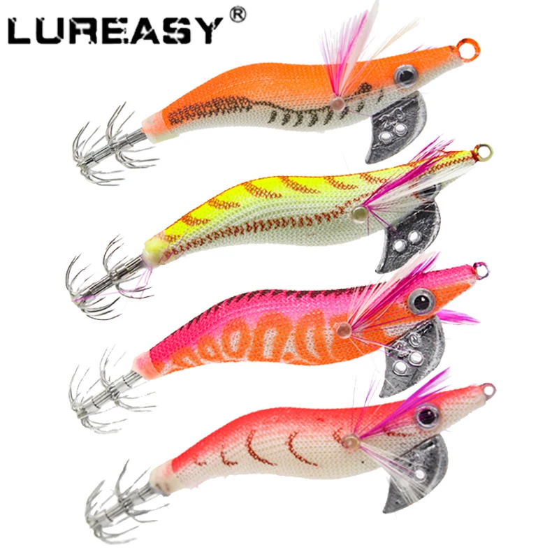 

LUREASY 4pcs fishing bait /8cm 8g squid jigger artificial fishing lure crank sinking Wobbler bass carp fishing set