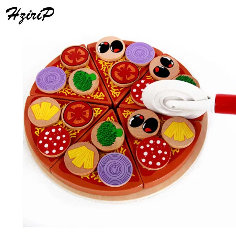  HziriP Pizza Food Safety Wooden Kitchen Toys Pretend Play Baby Early Education Food Toy For Kids Gi