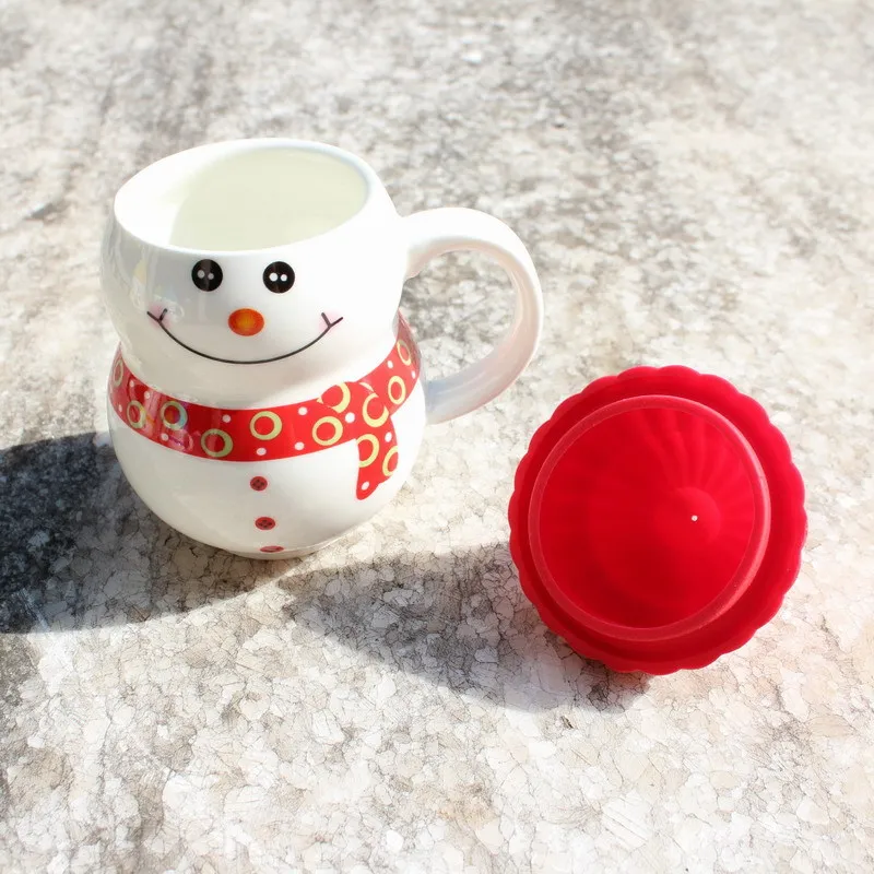Рождественская силиконовая креативная модная Милая керамическая кружка мультяшная чашка для подарка на день рождения чайная чашка с ручкой чашка в форме снеговика