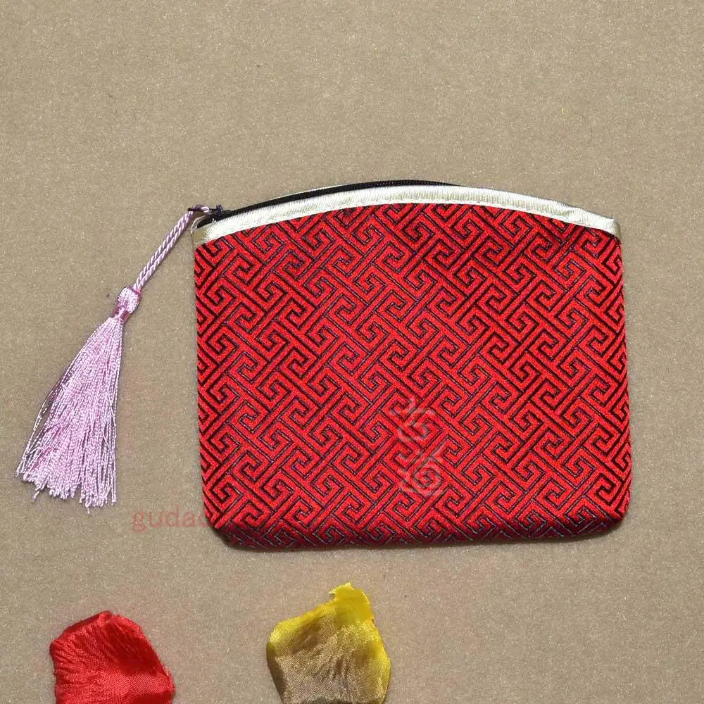 Творческий лоскутное небольшой кошелек на молнии рождественские пакеты подарочные мешочек маленький косметический макияж Сумка шелковой парчи телефон сумка 50 шт./лот