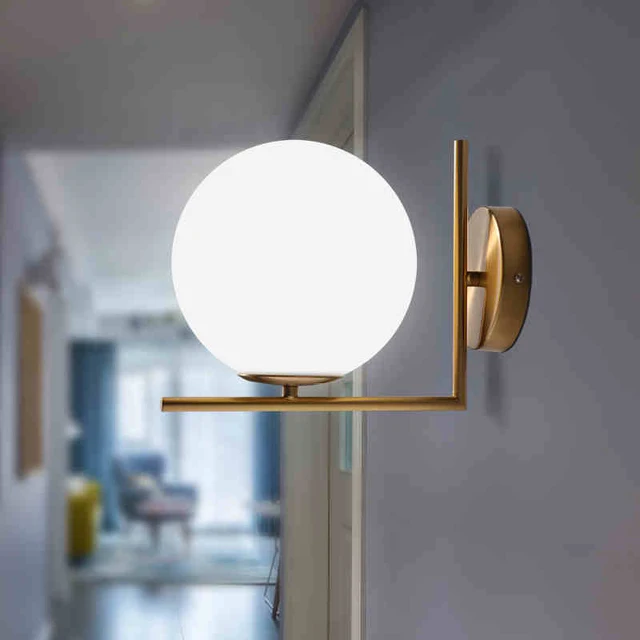 Modern Glass Ball Wall Lamps led Bedside Reading LED Lamp White ... Modern Glass Ball Wall Lamps led Bedside Reading LED Lamp White ...