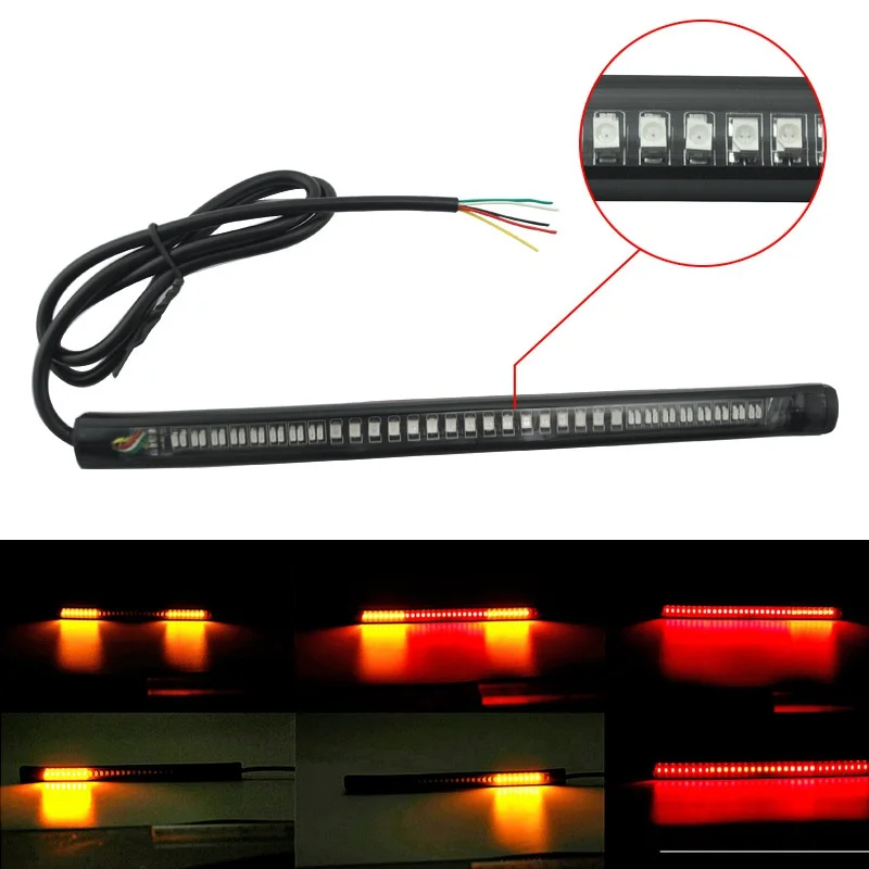 Мотоцикл интегрированный 3528 SMD 48 Светодиодный свет мото Гибкая свет тормоза кабеля Стоп поворотов номерных знаков Свет автомобиля свет