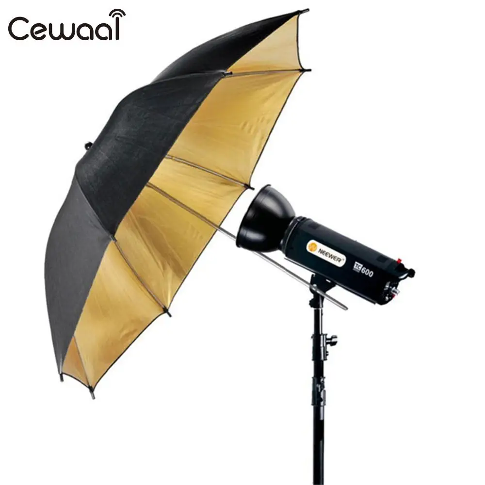 

Cewaal 33" 83cm Photo Studio Video Flash Light Reflector Reflective Umbrella Black Golden Photography Umbrellas