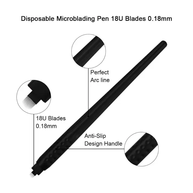 10PCS Microblading Disposable Pen with U18 0 18mm Microblade Disposable Tool For Creating Eyebrows Permanent Makeup