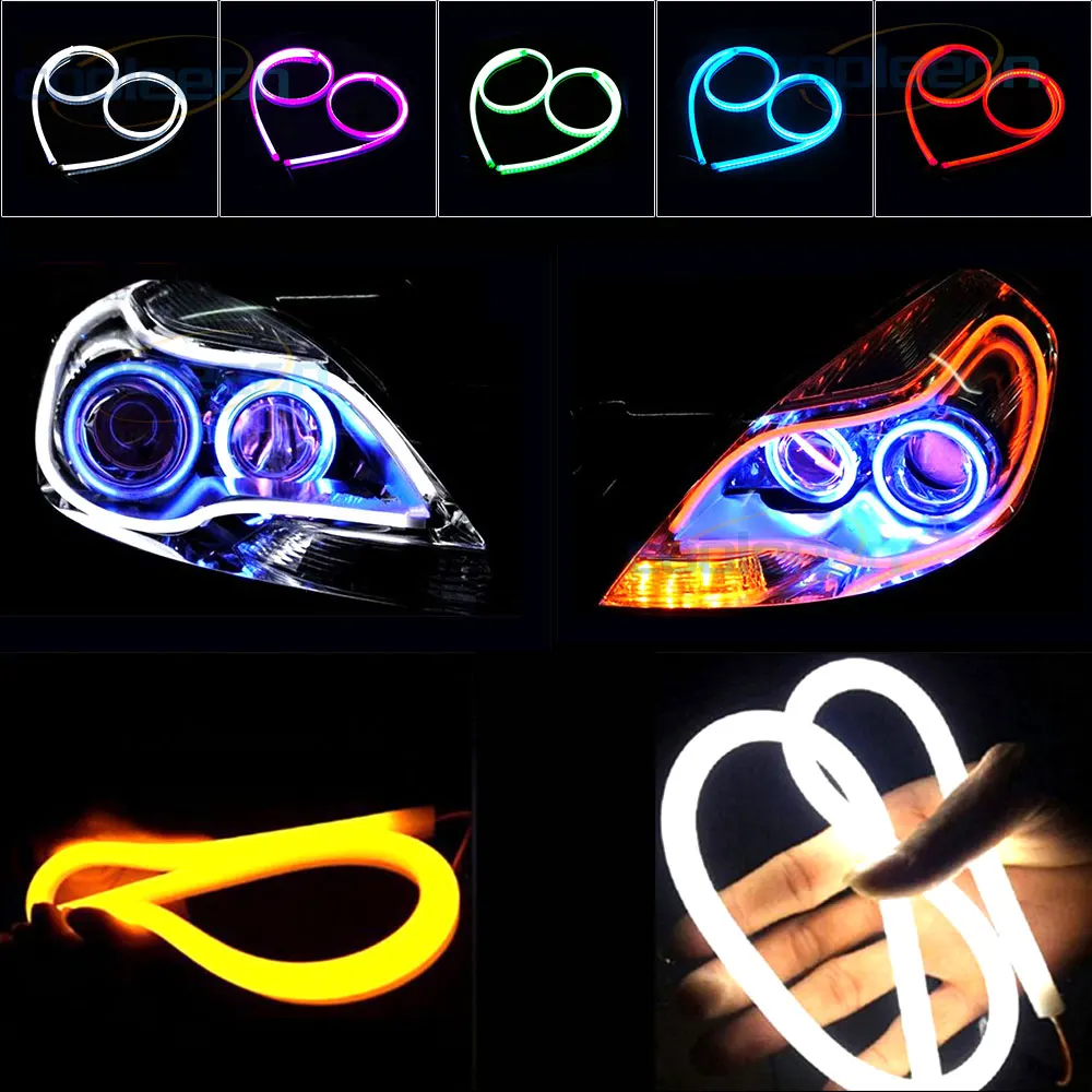 

30CM 45CM 60CM 85CM Soft Flexible LED Strip Light Tube Bulb Car Daytime Running Auto DRL Lights 12V Decorative Fog Signal Lamps