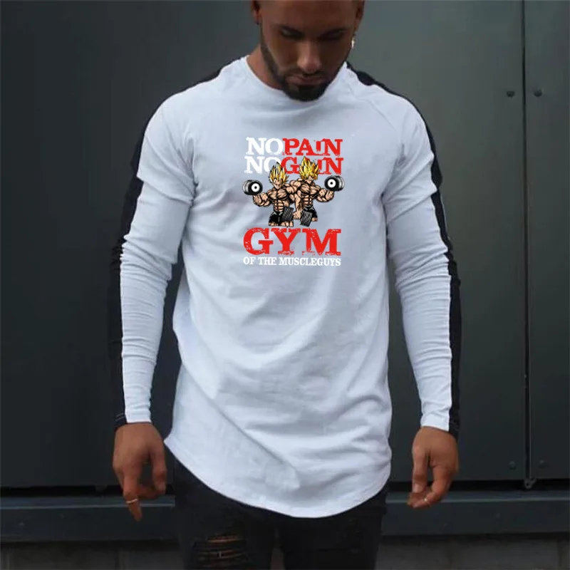 

Printed round colla Men's Running Shirts Fast Cool Training T-Shirt long Sleeve Quick Dry Sports Tops Tees Fitness Tops