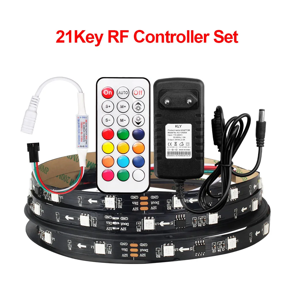 Светодиодная лента Dream color Set WS2811 12V Адресуемая RGB сменная Светодиодная лента, адаптер питания, 21 ключ/музыка/Bluetooth/Wifi контроллер - Испускаемый цвет: 21 Key Controller
