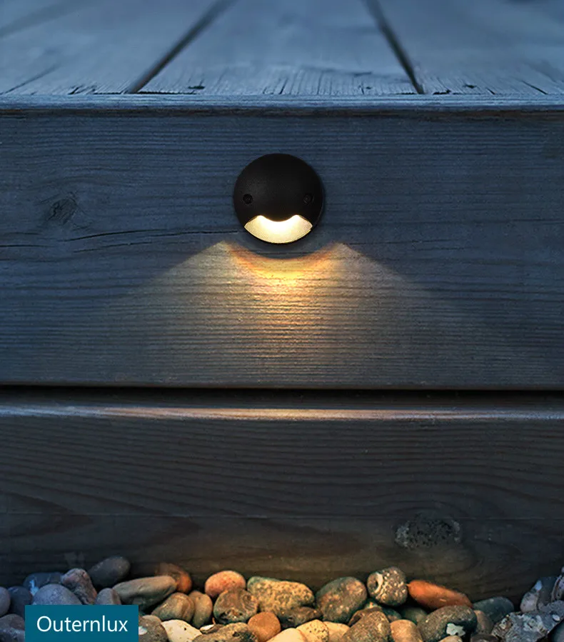 Современный Встраиваемый светодиодный ступенчатый светильник, водонепроницаемый уличный лестничный светильник, черный круглый Подземный напольный светильник, настенный встраиваемый светильник