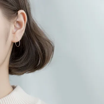 

VERY VERY THIN minimalist Authentic Real 100% 925 Sterling Silver fine Jewelry Lucky Circle Round Hoop Huggie Earrings GTLE2553