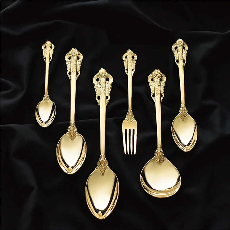 

1pcs Wedding Party Dinnerware Golden Plated Cutlery Set Stainless Steel Dinner Knife Table Forks Teaspoon Gold Butter Knives