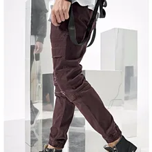 Maroon разрушенный человек Jogger брюки сломанные открытие W0ashed брюки модные мужские брюки хип-хоп Guy брюки