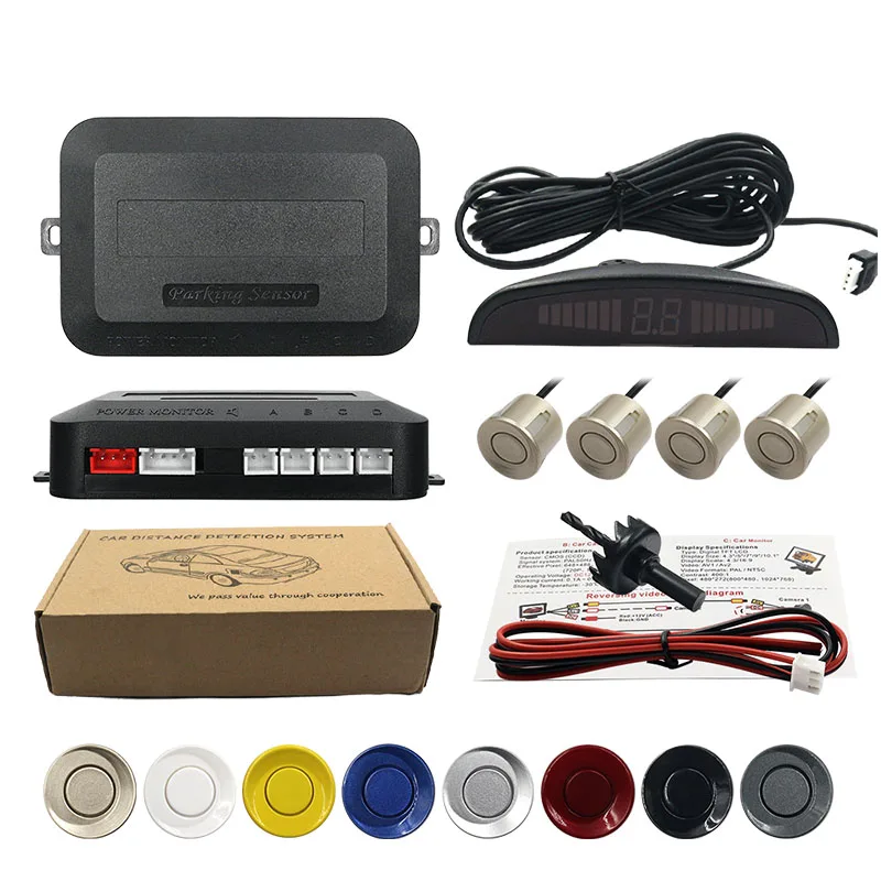 2019 nuevos sensores de aparcamiento de coche con pantalla LED 4 radares para automóvil Jalousie Parkmaster detector de coches alarma Parktronic 2019 nuevos sensores de aparcamiento de coche con pantalla LED 4 radares para automóvil Jalousie Parkmaster detector de coches alarma Parktronic