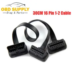 Новое поступление ODB OBD2 кабель 30 см 16 Pin 1 штекер до 16 Pin 2 Женский OBD II OBD2 разъем OBD 2 1-2 удлинитель Кабель для диагностики автомобилей