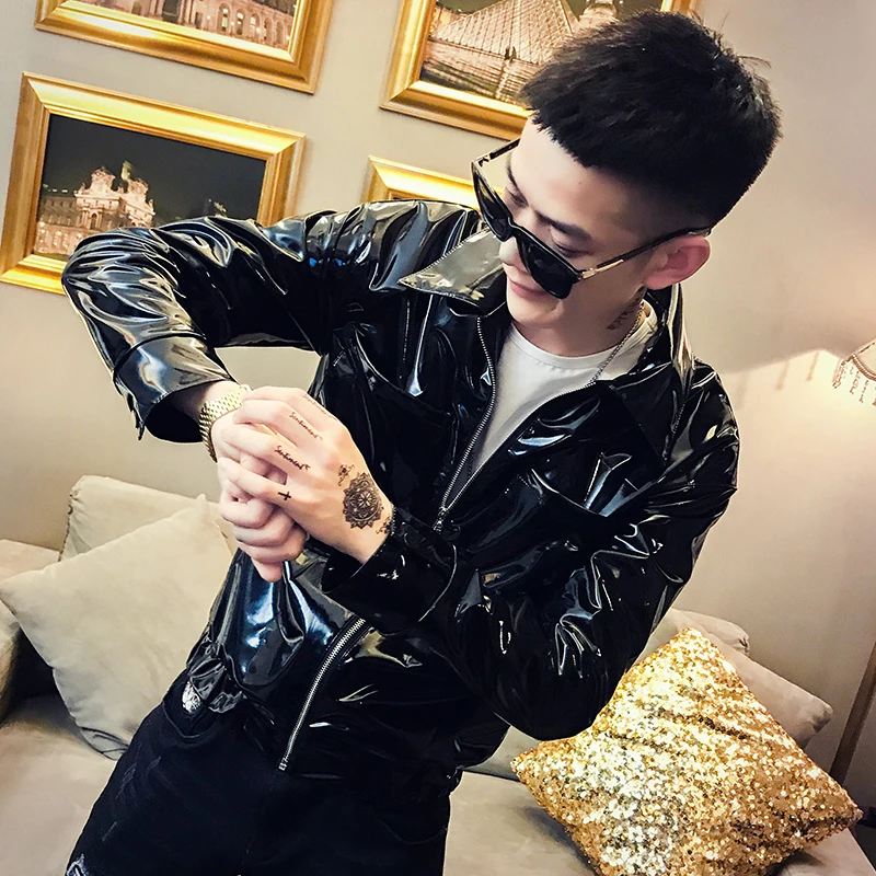 

Spring fashion jacket male Korean version of the trend 2019 new men handsome bright face slim lapel thin jacket