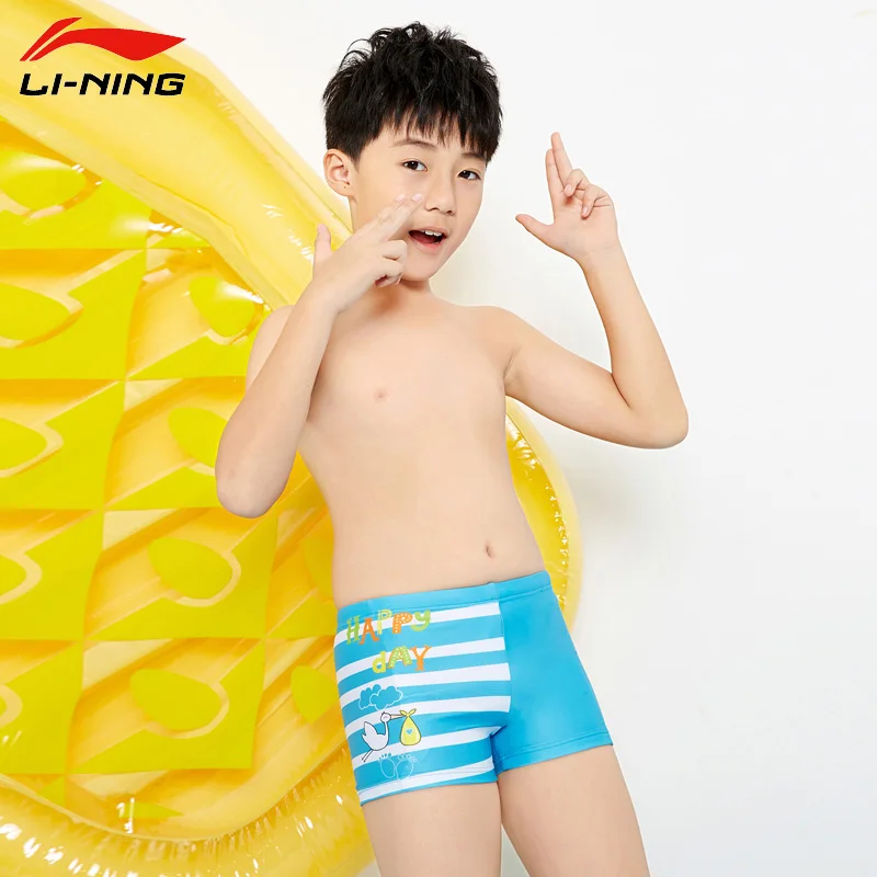 LI-NING детей Плавание ming костюм мальчиков Спортивная шорты-боксеры Профессиональный Плавание ming стволы дети мальчик быстросохнущая Для Мужчин's Плавание шорты Серфинг - Цвет: Wathet