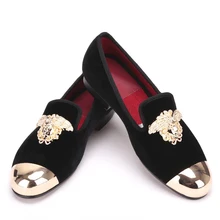 New Fashion Medusa Top and Metal Toe Men Velvet Casual shoes Men Luxurious Loafers Plus Size mens dress shoes