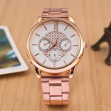 Hot Gold Full Steel Band Big Dial Ladies Watch Women Luxury Fake Three Eye Geneva Fashion Dress Quartz Watch Clock Relogio Mujer