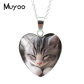 

2019 New Lovely Cute Kitten Baby Little Cats Sweet Patterns Heart Pendants Cute Kittens Jewelry Fashion Chains NecklaceHZ3