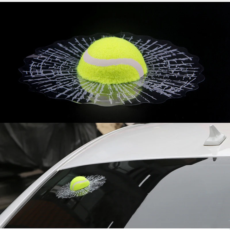 Sports Tennis Ball Decal Stickers For Boat Car Window Shattered Cracked Glass