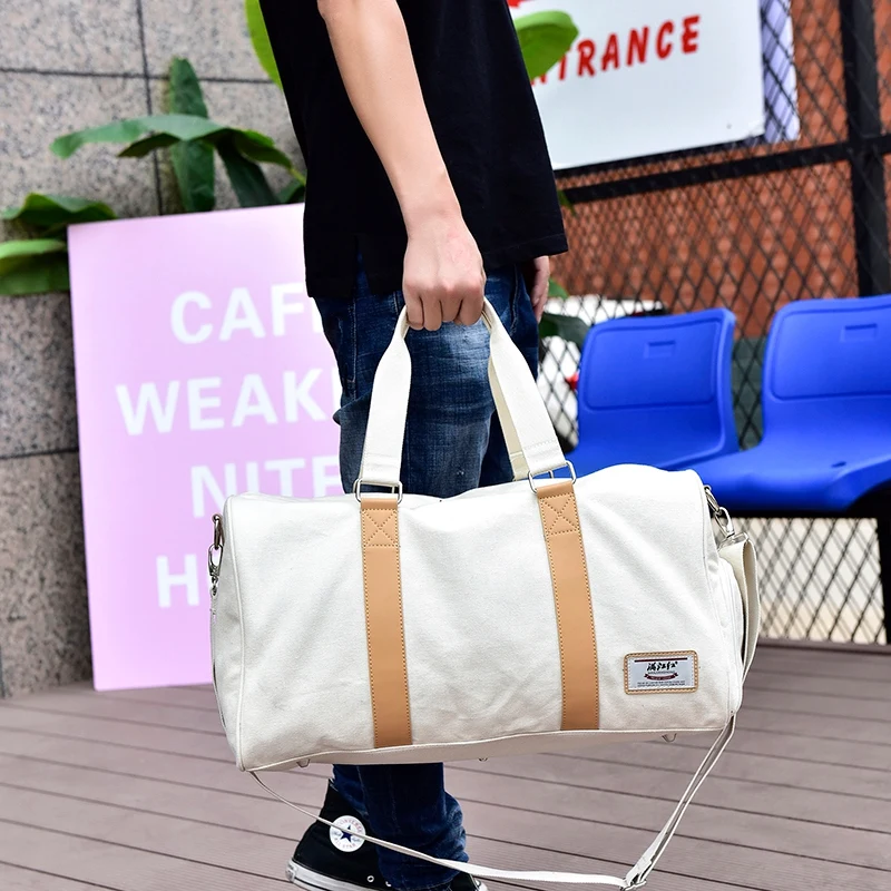 Хлопок большой емкости чистый цвет дорожная сумка для мужчин Бренд Высокое качество модные сумки элегантный дизайн Белая Подушка Пакет