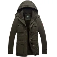 AFS JEEP мужская С Капюшоном Парки Марка Одежда Верхняя Одежда Плюс Размер L-4XL Мужчины Зимние Куртки и Пальто 203