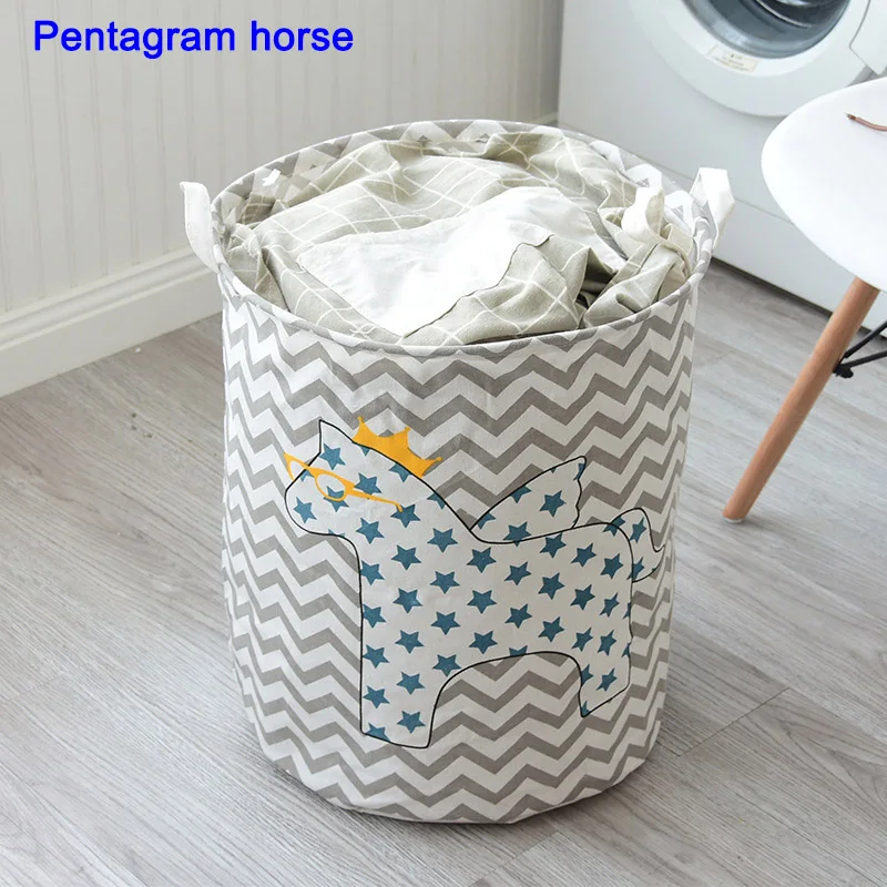 

Laundry Basket Bucket Animal Pattern Laundry Hamper Multifunction Storage Basket J2Y