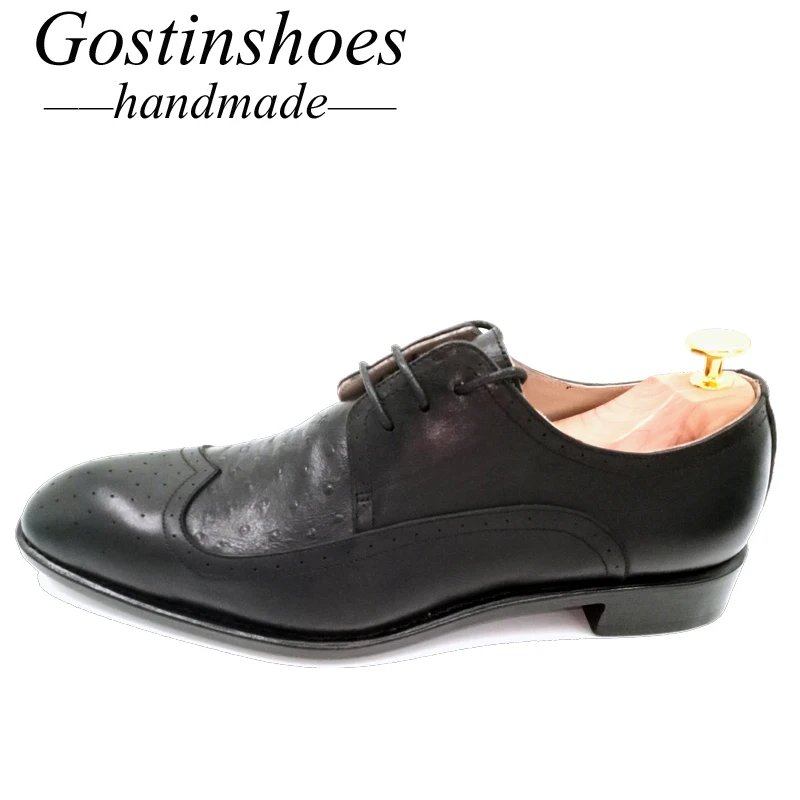 GOSTINSHOES/Мужские модельные туфли ручной работы Goodyear черные из коровьей кожи с