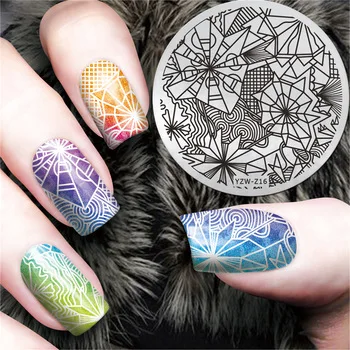 5.5cm Round Nail Stamping Plates Stainless Steel Geometry Design Nails Art Stamp Templates For Gel Polish #YZW-Z16