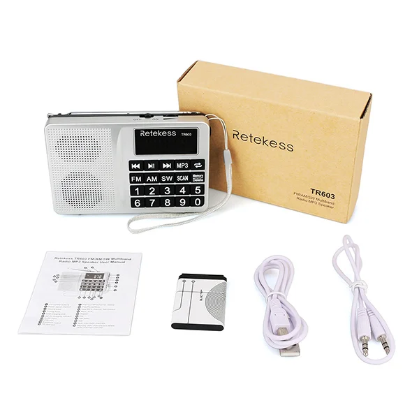 Retekess TR603 AM FM радио коротковолновой транзистор цифровой тюнинговый приемник MP3 плеер Поддержка TF карта перезаряжаемая литий-ионная батарея