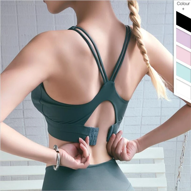 

Summer 2019 Hot sexy cross sports bra white black pink women fitness bra push up yoga run crop top exercise brassiere plus size