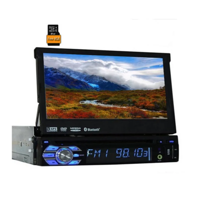 Top Car Electronic 1 din Car CD DVD Player GPS Navigation 7inch 1din Car Radio In Dash Stereo Video Free 8GB GPS Map+ USB+SD 3