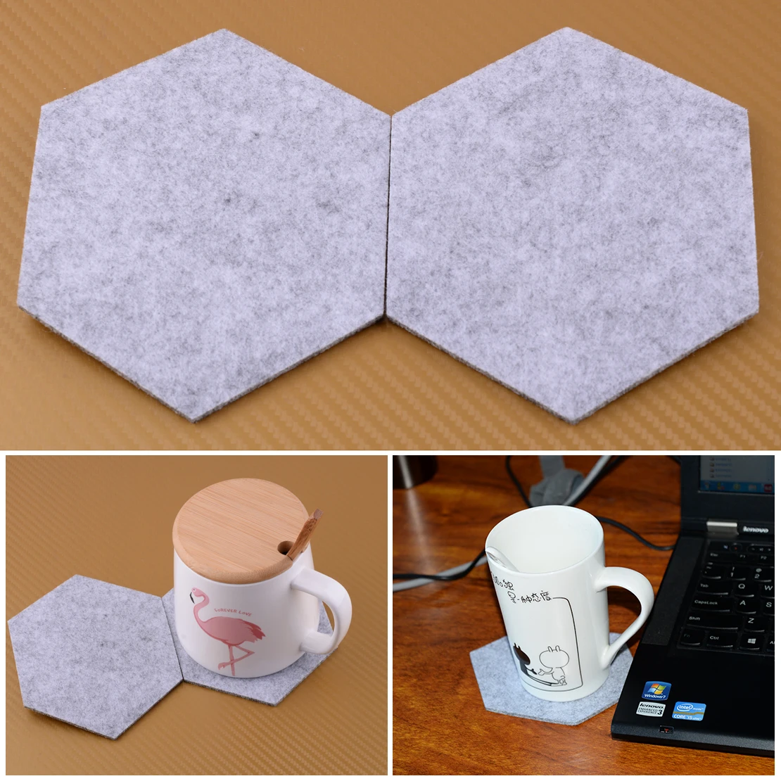 10pcs Grey Wool Fiber Geometric Hexagon Drink Wine Glasses Coffee Pot