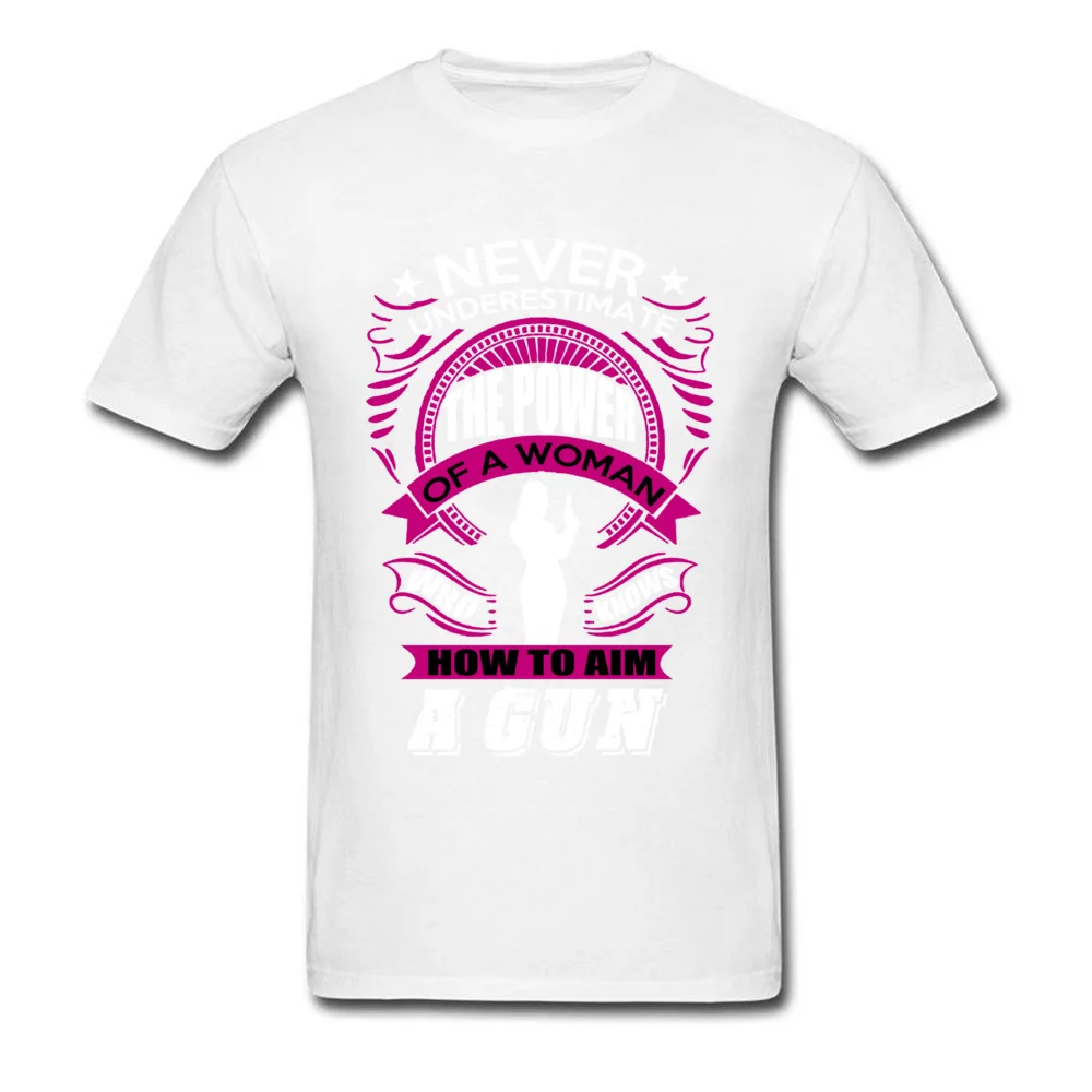 Casual A WOMAN WITH GUN Unique Short Sleeve VALENTINE DAY Tops Shirt 2018 Popular O Neck Cotton Fabric T-shirts Men Top T-shirts A WOMAN WITH GUN white