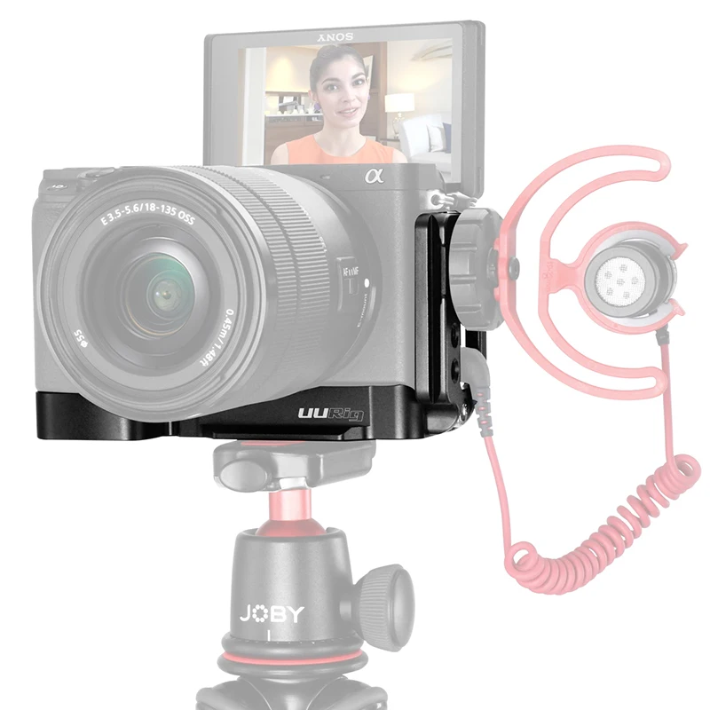 

UURIG R006 Camera L Bracket Quick Release L Plate 1/4" Screw Vertical Video Shooting for SONY A6400 Tripod Head