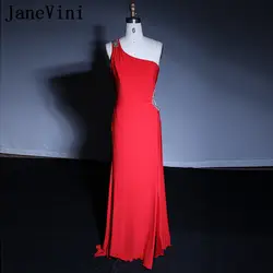 JaneVini Красный Длинный мать невесты платья линии бусы одно плечо спинки сексуальные вечерние платья Bestidos De праздники noche