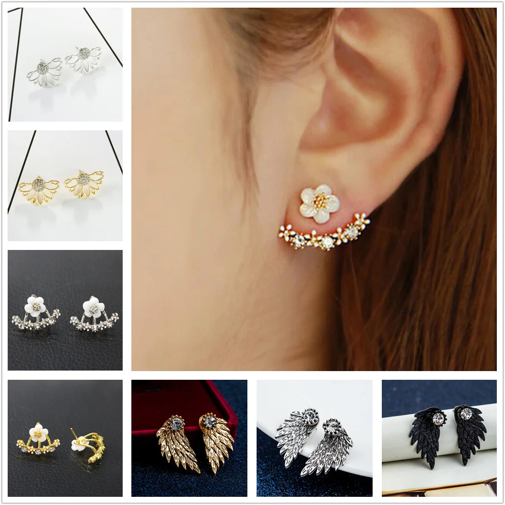 

Pair of Morning Chrysanthemum Gold and Silver Plated Leave Crystal Dangle Earrings Fashion Statement Jewelry Earrings for Women