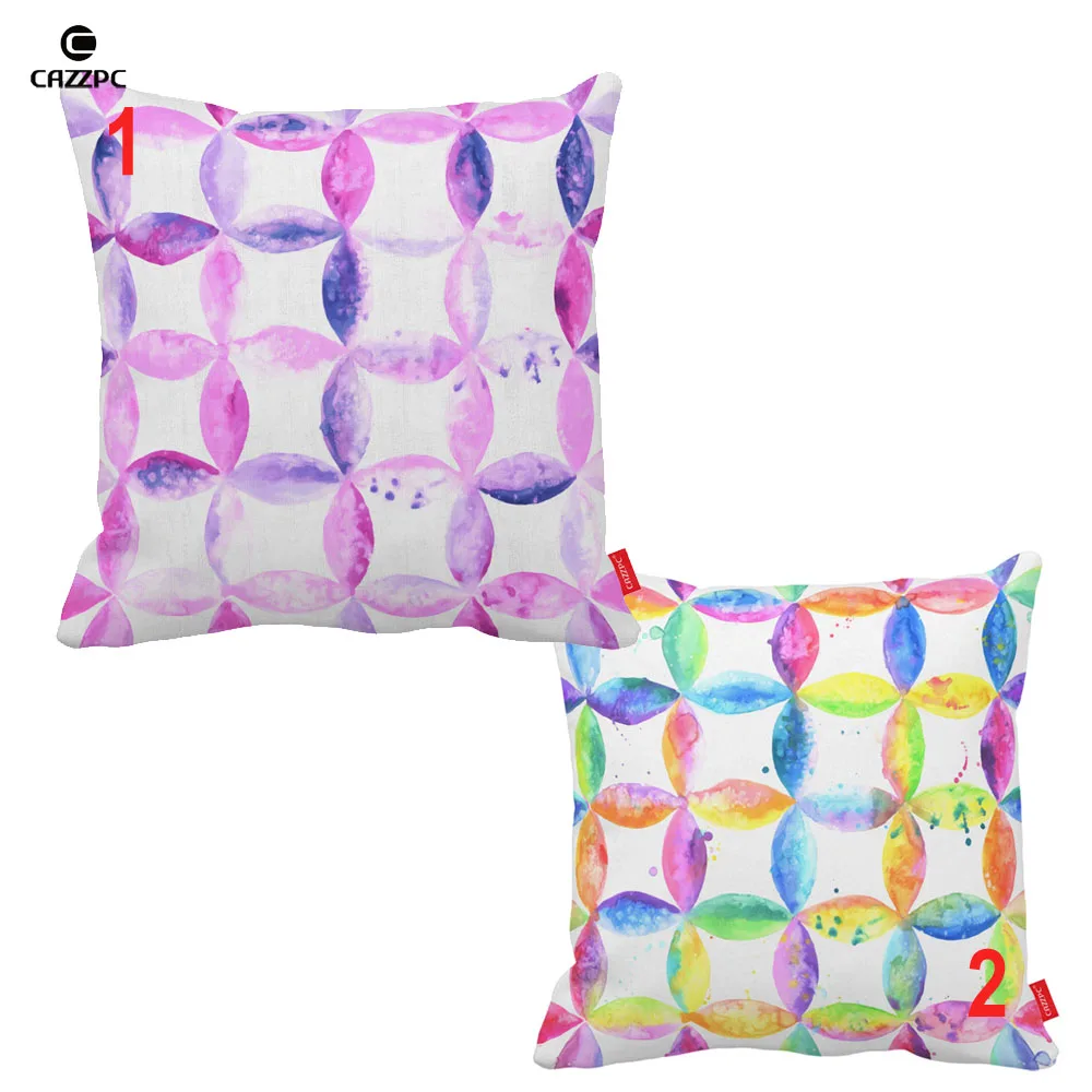 Wtaercolor Purple Multicolor baroque Core Line Geometric Print Car Sofa Decorative Pillowcase Cushion Cover Home Decor | Дом и сад