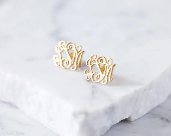 Personalized Jewelry Brincos Boucle d'oreille Gold Stainless Steel Oorbellen Silver Initial Monogram Earrings For Women Men BFF