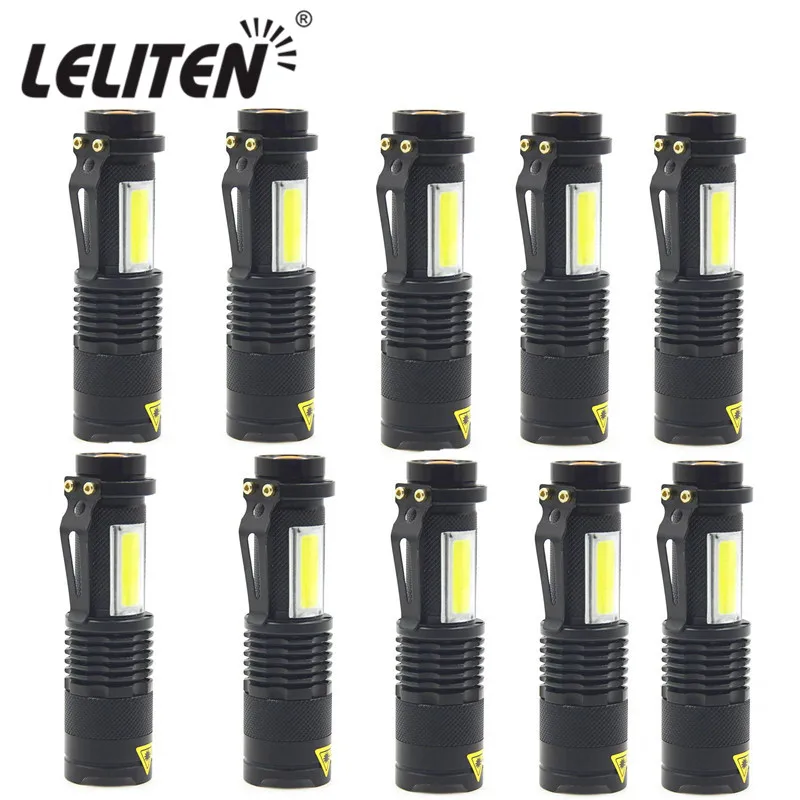 

5/10/20/30pcs 3800LM XM-Q5+COB LED Flashlight Mini ZOOM torchflashlight Use AA 14500 Battery Waterproof in life Lighting lantern