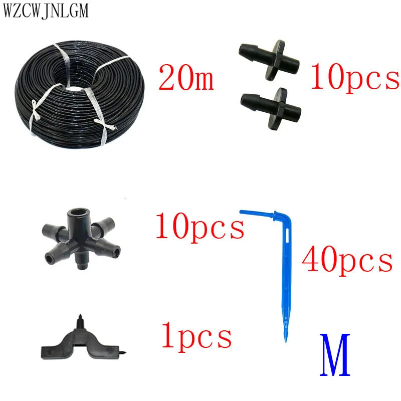 20 м 3/5 мм гибкий шланг для капельного стрелка автоматический полив на возраст от 2 до 4 способа изогнутая Воронка-дриппер для микро-система капельного орошения 1 комплект - Цвет: M