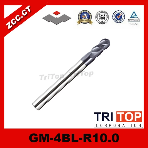 ZCC. CT GM 4BL R10.0 4 флейта сферические концевые фрезы с прямым хвостовиком/длинные