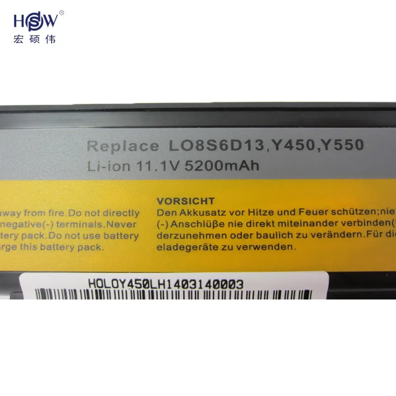 HSW 11 1 В/10 8 В 5200 мАч Сменный аккумулятор для ноутбука Lenovo IdeaPad Y450 4189 Y450A Y450G Y550 4186 Y550A