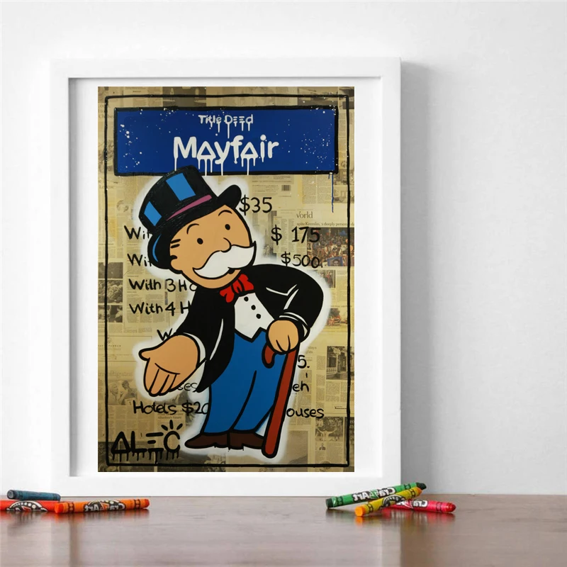 Alec Monopolies Card Title Deed MAYFAIR HD Холст Плакаты печать украшение на стену живопись маслом