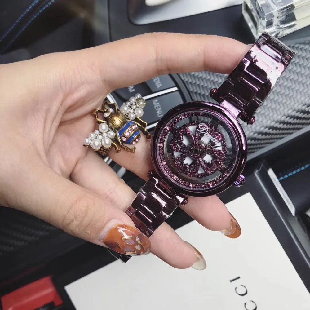 Noble Purple Women Bracelet Watches Anti Fading Steel Wristwatch