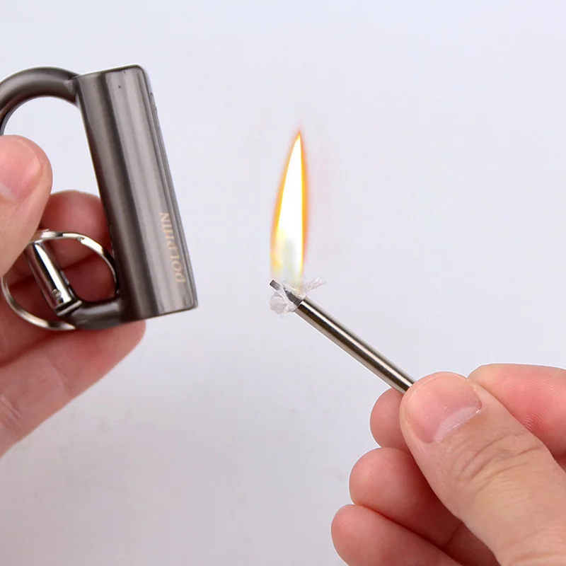 

Mini Million Matches Metal Kerosene Lighter Flint Fire Starter Matches Portable Bottle Keychain Survival Tool Outdoor Lighters