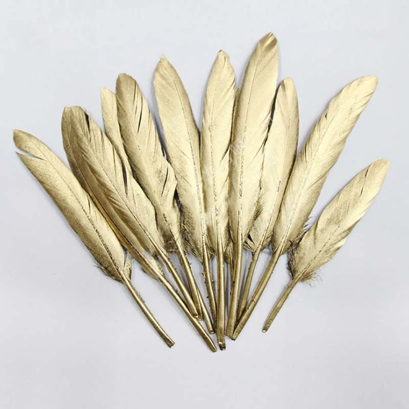 

20PCS/pack Single Side Gold Silver Color Goose Feather Wedding Decoration Party Festival Decor Plume DIY Silver Feathers 10-15cm