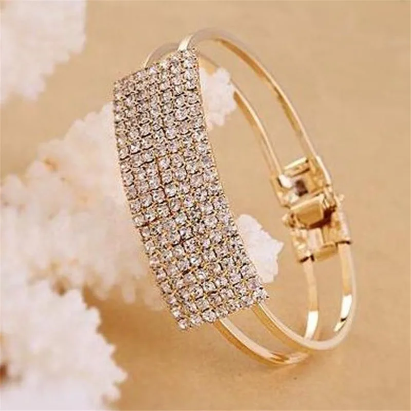 

Jewelry 2017 Luxury Design Women Lady Elegant Bangle Wristband Bracelets Crystal Cuff Bling High Quality Bracelet