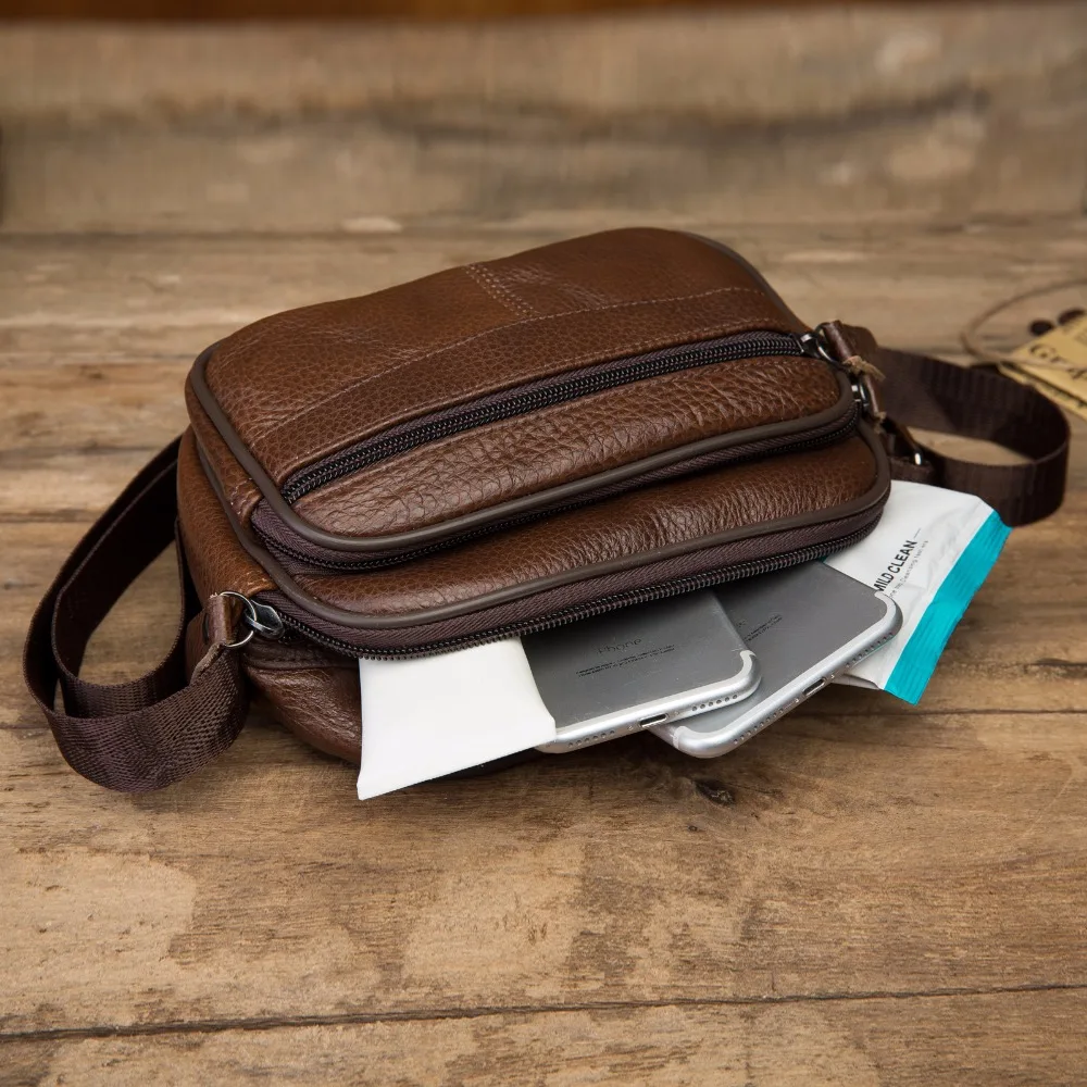 Качественная оригинальная кожаная мужская повседневная сумка через плечо, модная сумка через плечо 7 дюймов, сумка-тоут для планшетов Mochila, сумка-портфель 01a