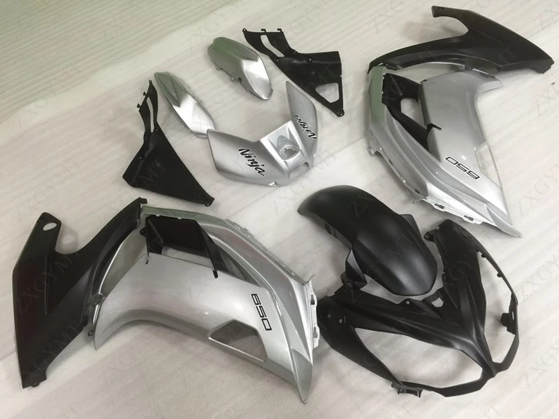 Комплекты всего тела для Kawasaki ER 6F 2012 2016 Серебристые черные Обтекатели 16