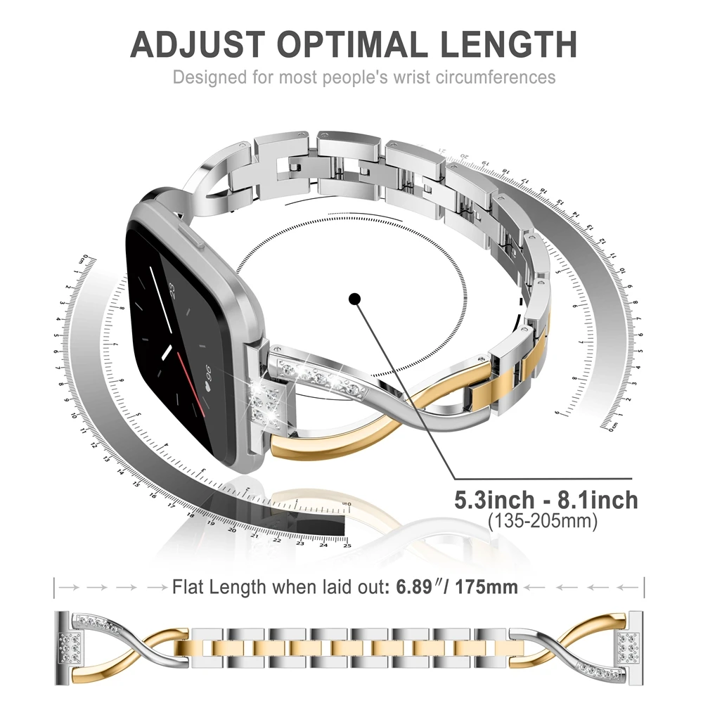 Toyouths Металл Замена часы группа Сияющие кристаллы крест ремень для женщин легко установить смарт Крюк Пряжка ремешок для Fitbit Versa